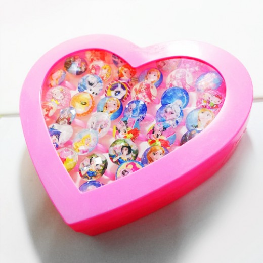 Caja de anillos infantiles x 36 u. Dibus