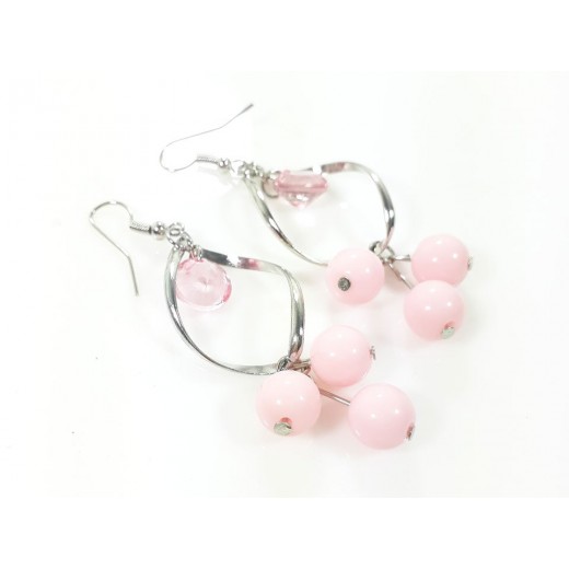 Aros Colgantes con Racimo de Perlas