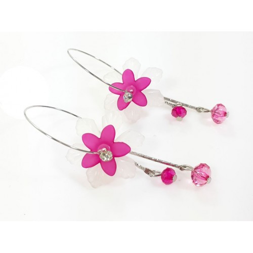 Aros Colgantes Argolla con Flor