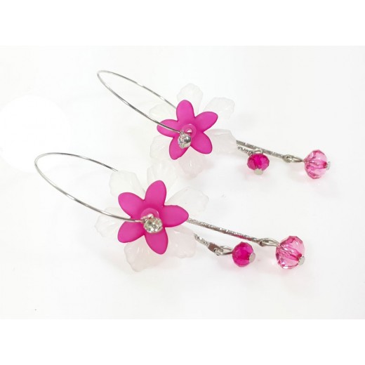 Aros Colgantes Argolla con Flor
