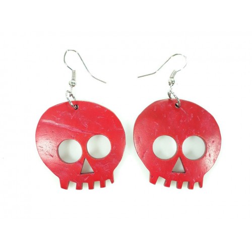 Aros Colgantes de Coco Calavera