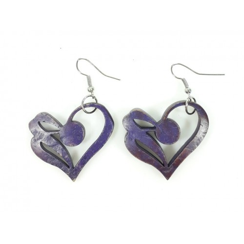 Aros Colgantes de Coco Corazón