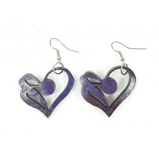 Aros Colgantes de Coco Corazón