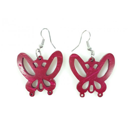 Aros Colgantes de Coco Mariposa