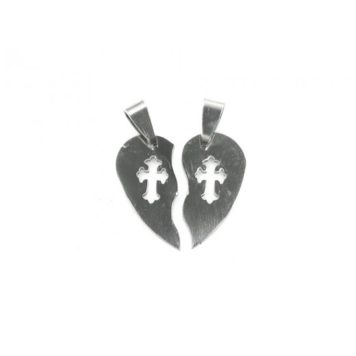 Dije Cruz Corazón de Acero