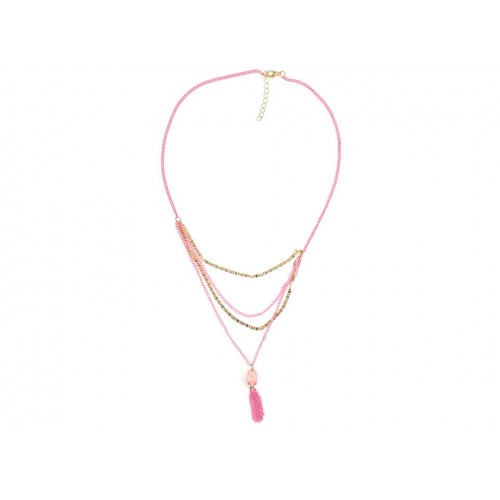 Collar Largo con Borla de Cadenas de Colores