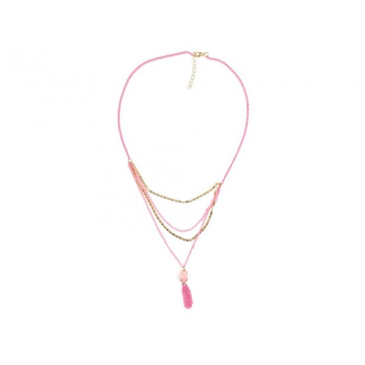 Collar Largo con Borla de Cadenas de Colores